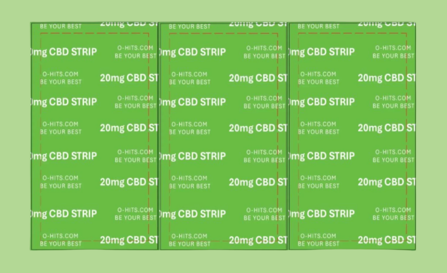 Mint CBD strips foil packaging 200 mg CBD THC Free O-Hits