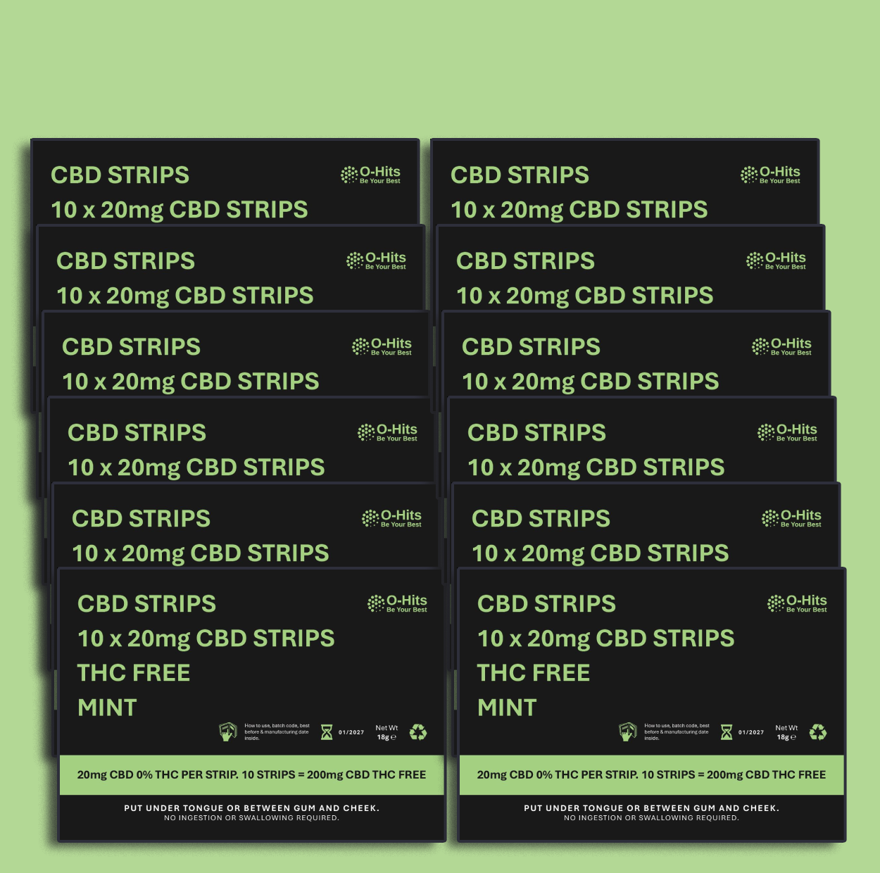 CBD MINT STRIPS | 2400mg CBD | 12 PACKS | FREE DELIVERY BEST CBD STRIPS ONLINE