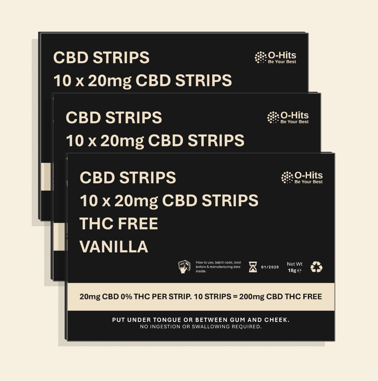 Vanillla_CBD_strips_3_Packs_Bundle_600_mg_THC_Free_shop_online_discounted_price_30 strips O-Hits